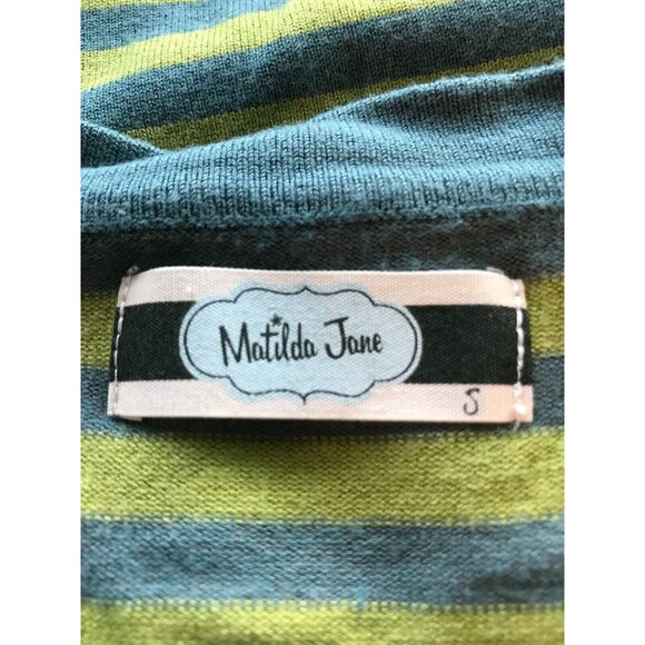 Matilda Jane Green & Blue Striped Cardigan W/ Lace, Size Small (US) - Picture 10 of 10